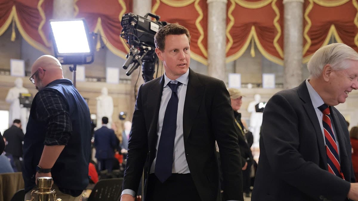 David Ellison walking through Statuary Hall at the U.S. Capitol
