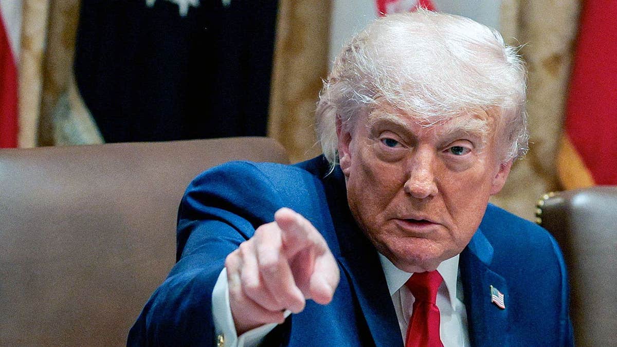 U.S. President Donald Trump pointing his finger during a cabinet meeting in the White House Cabinet Room