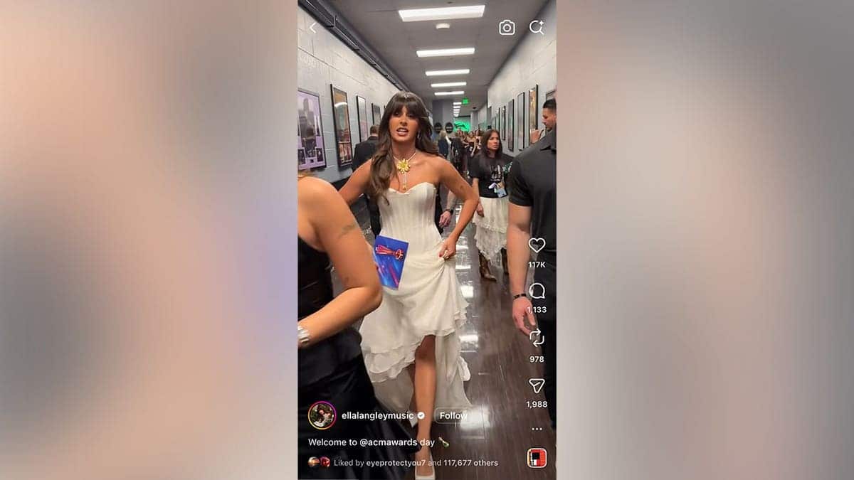 Ella Langley walking backstage at the ACM Awards in Las Vegas, Nevada in May 2026.