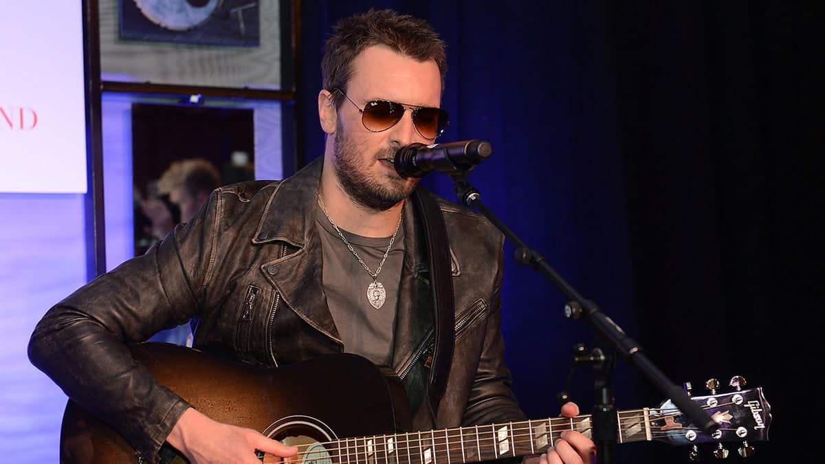 Eric Church singing on stage at the Destination Sound event in Las Vegas
