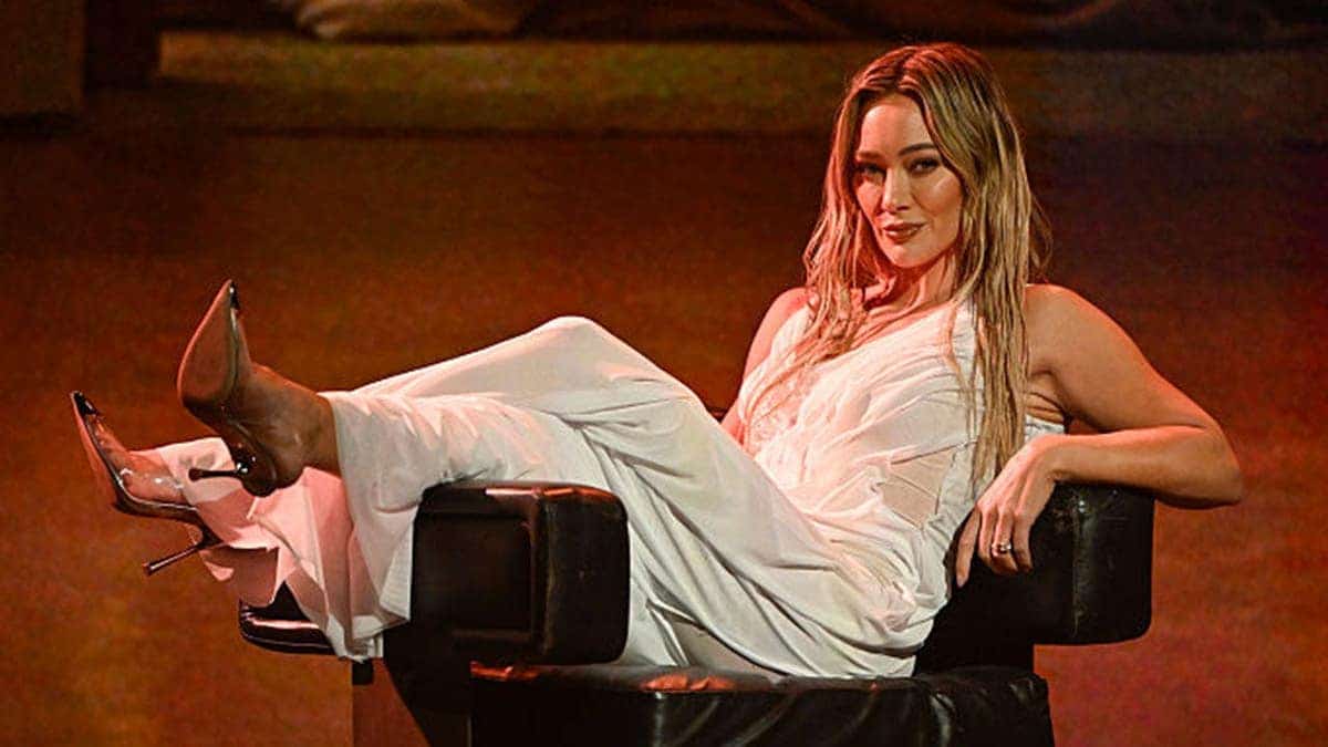 Singer Hilary Duff performing on stage on The Tonight Show Starring Jimmy Fallon