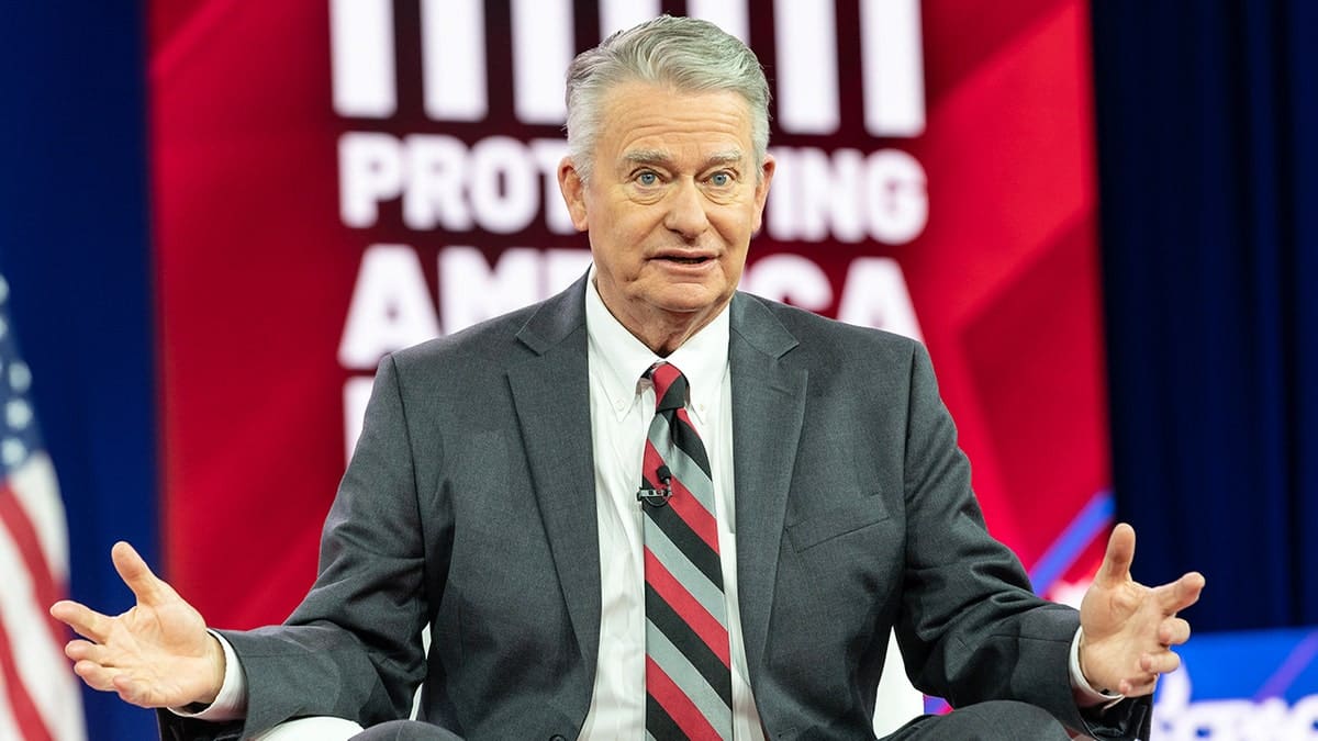 Idaho Gov. Brad Little speaking at CPAC event.