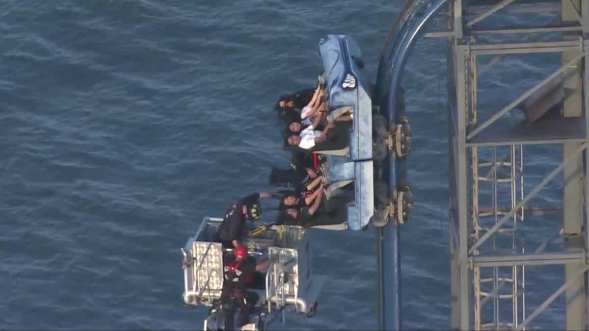The Iron Shark roller coaster malfunctioned during its initial ascent