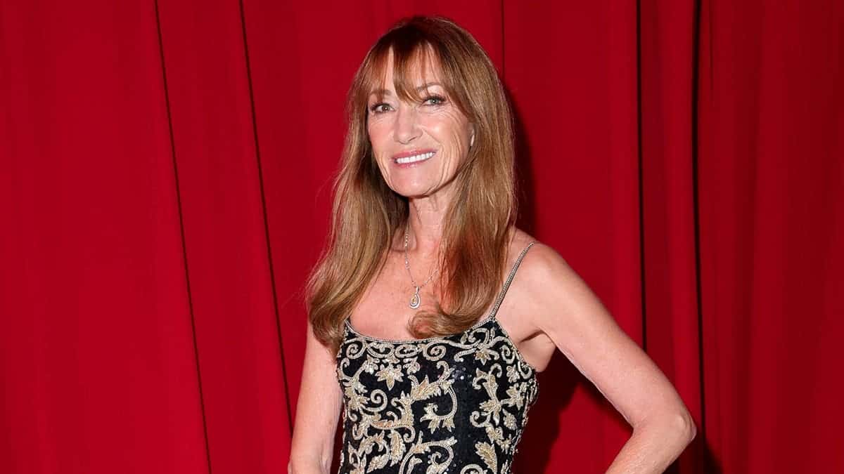 Jane Seymour standing at Elton John AIDS Foundation Academy Awards Viewing Party in West Hollywood