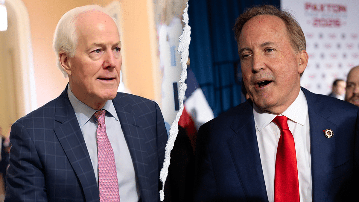 Sen. John Cornyn and Texas Attorney General Ken Paxton standing side by side