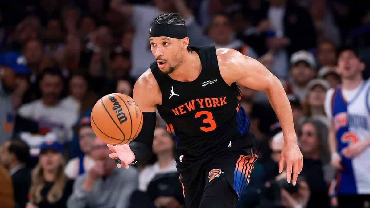 Josh Hart dribbling basketball during NBA Eastern Conference Finals game at Madison Square Garden