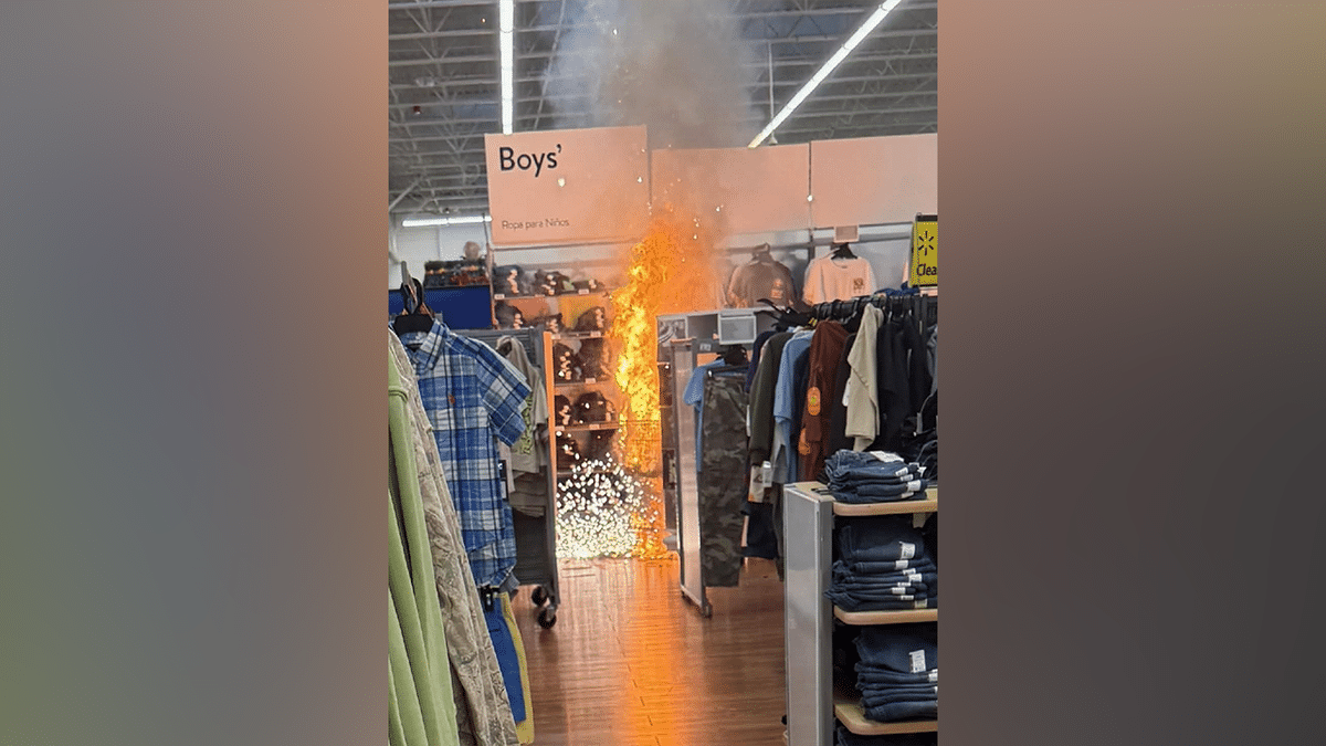 A sparking fire was seen inside the Maryland Walmart store near the boy's clothing section.