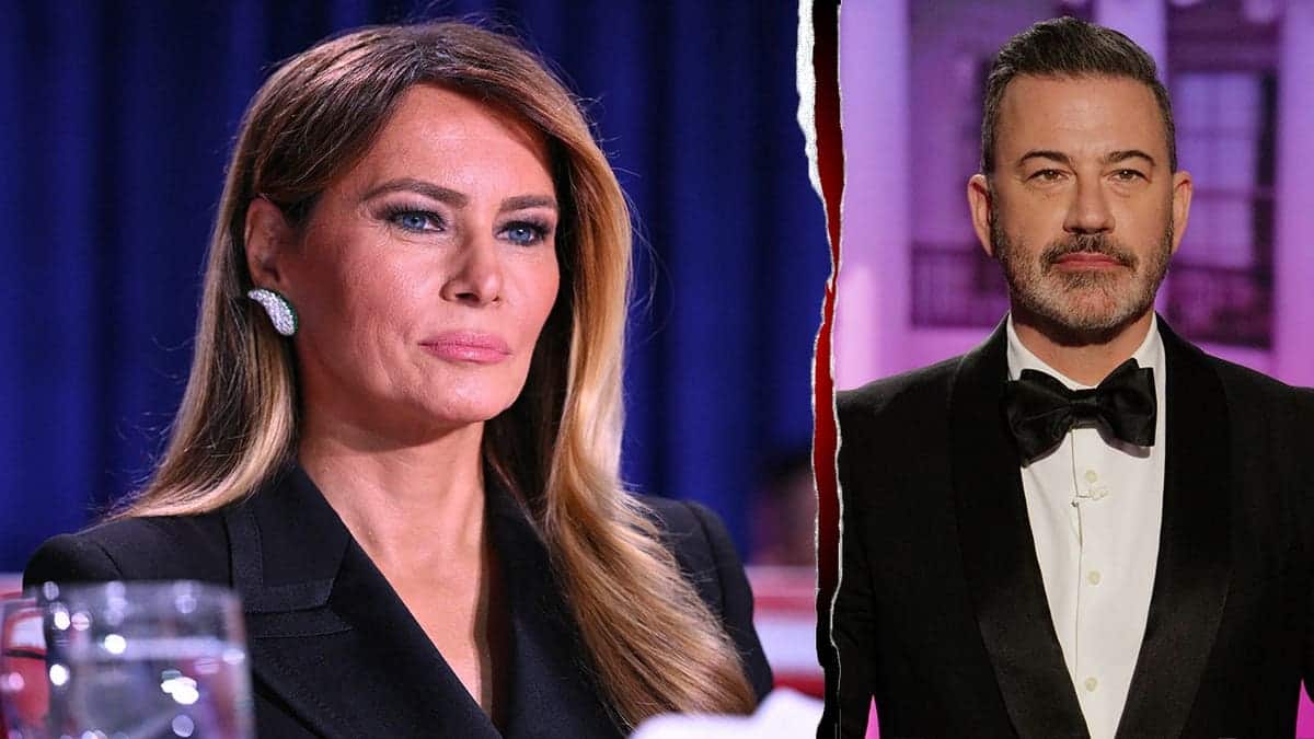 Melania Trump and Jimmy Kimmel close ups