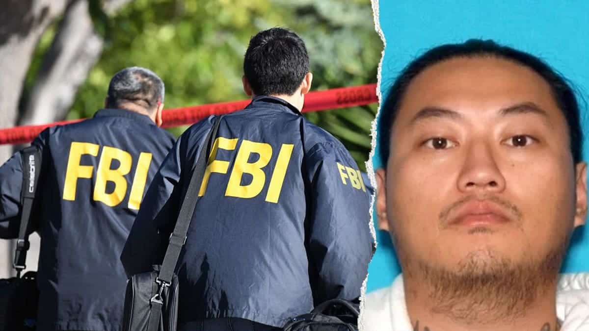 split image of Camron Lee and FBI agents