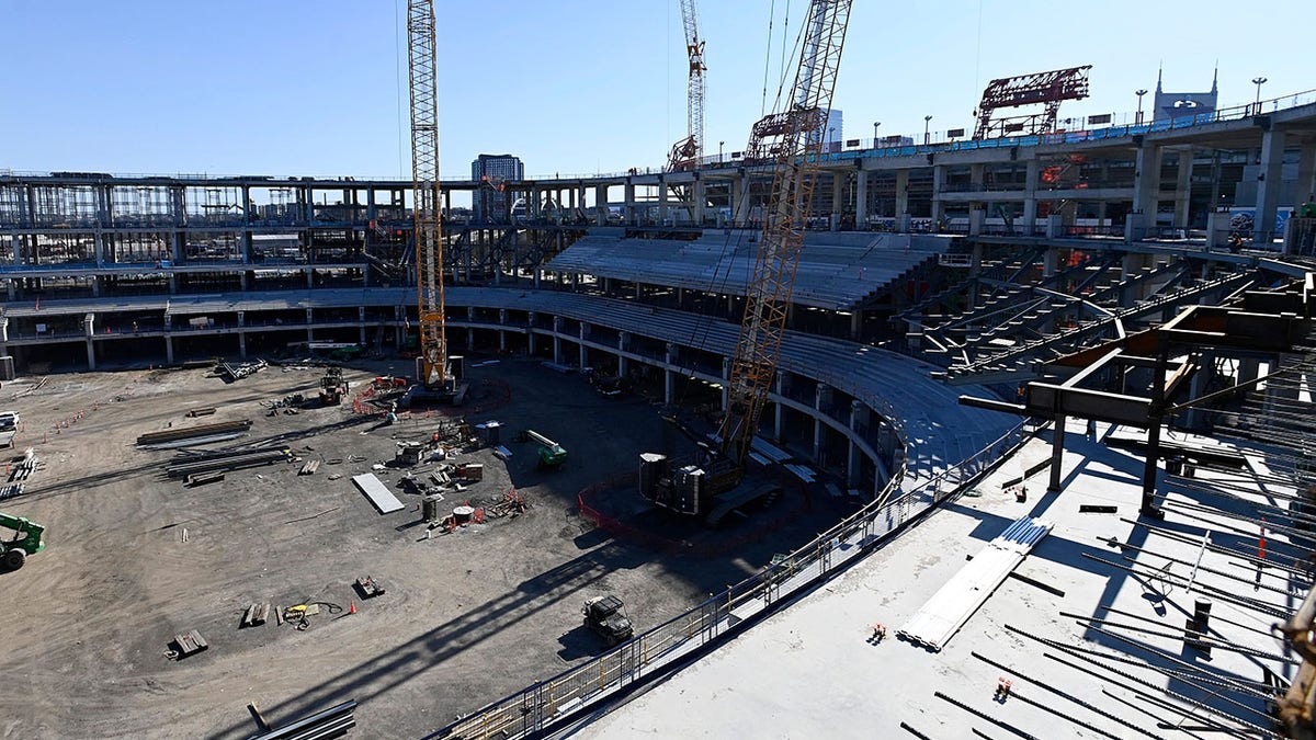 View of construction at the 200 level looking south at Nissan Stadium in Nashville