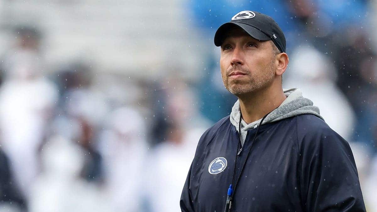 Penn State Nittany Lions head coach Matt Campbell looking on from the field at Beaver Stadium