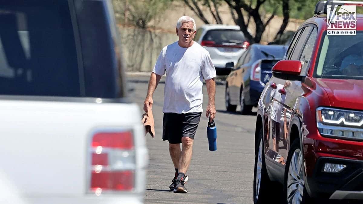 Pima County Sheriff Chris Nanos leaving a gym in Tucson, Arizona