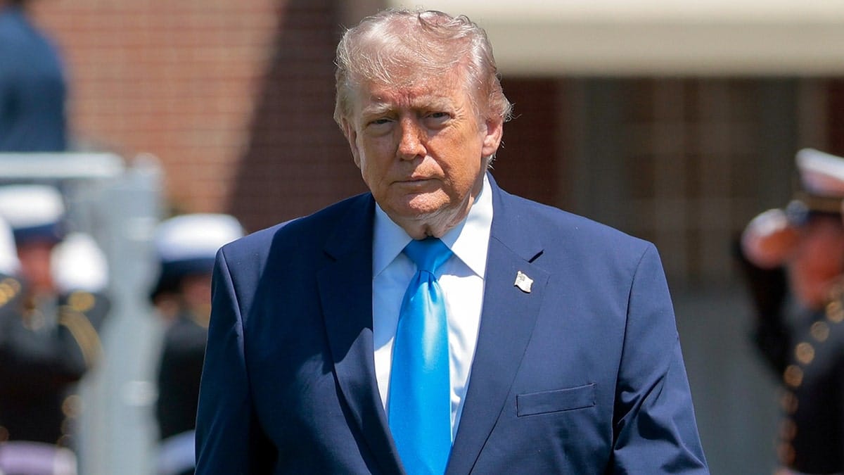 President Donald Trump arriving at commencement ceremony at United States Coast Guard Academy