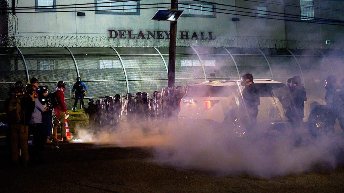 Rioters clashed with police at an ICE facility in Newark, NJ.