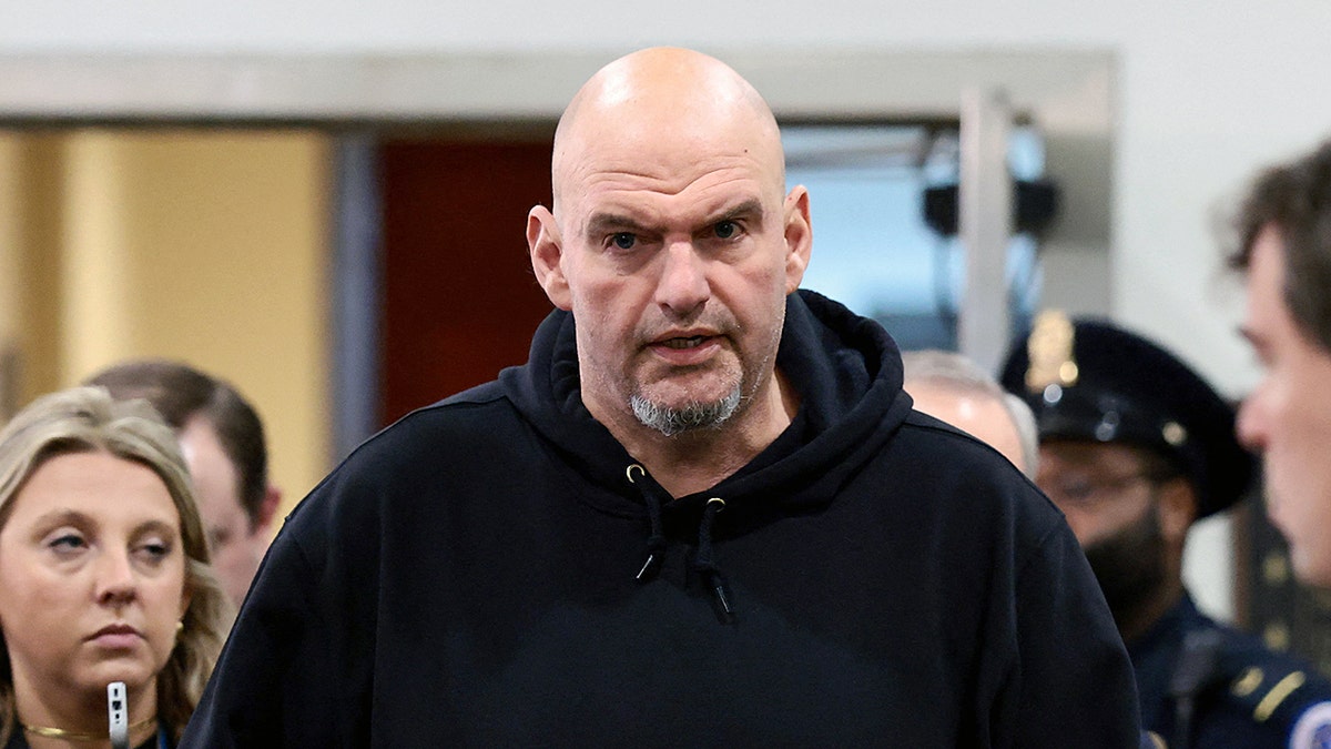 Senator John Fetterman speaking to media on Capitol Hill in Washington D.C.