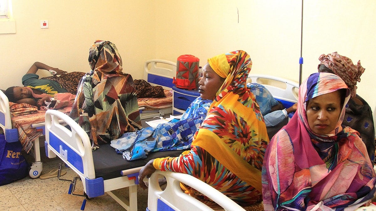 Patients in a hospital room at the Saudi hospital in Omdurman, Sudan
