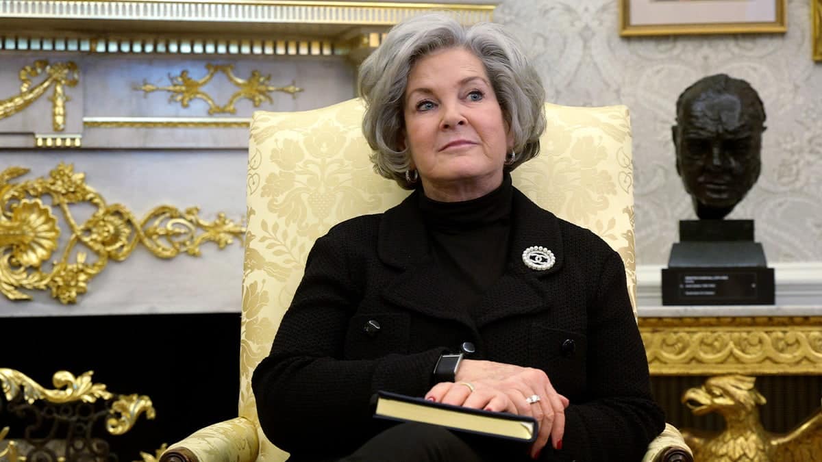 White House chief of staff Susie Wiles listening in the Oval Office