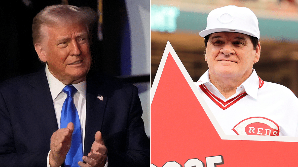 Donald Trump and Pete Rose standing together