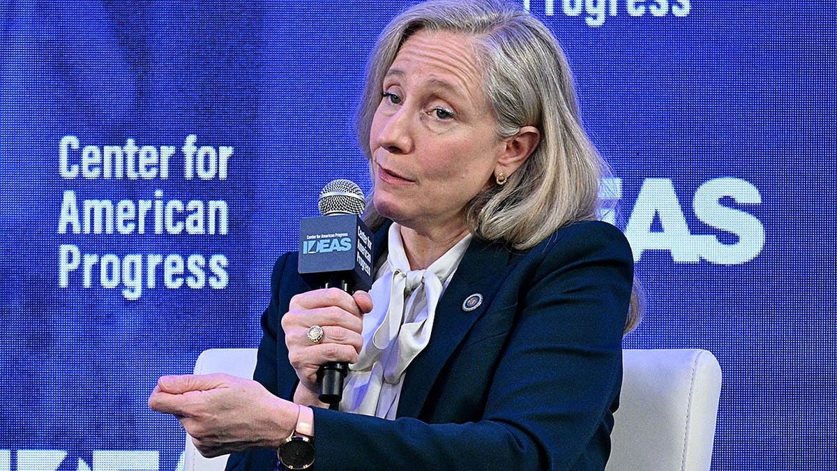 Virginia Governor Abigail Spanberger speaking at a conference in Washington, D.C.