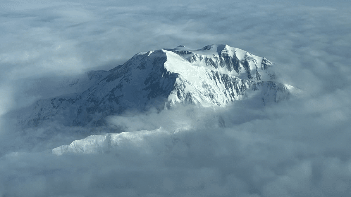 The North and South summits from a commercial flight above Mt. McKinley.