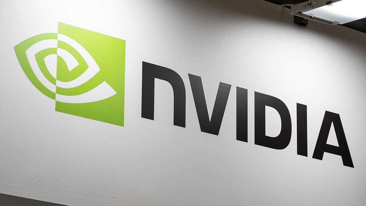 NVIDIA logo at an expo.