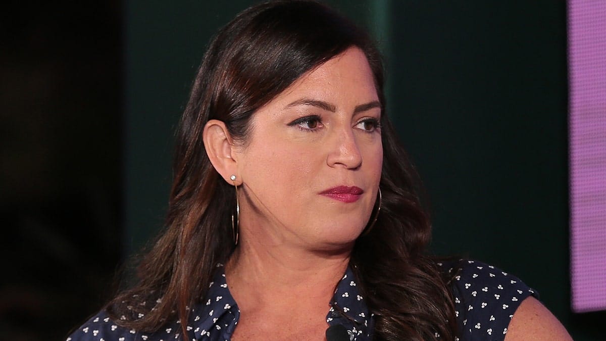 Sarah Spain standing and smiling at The Annual espnW Women plus Sports Summit in La Jolla California