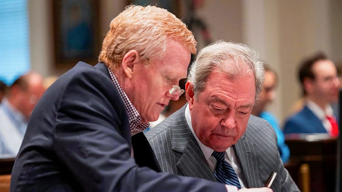Alex Murdaugh and defense attorney Dick Harpootlian