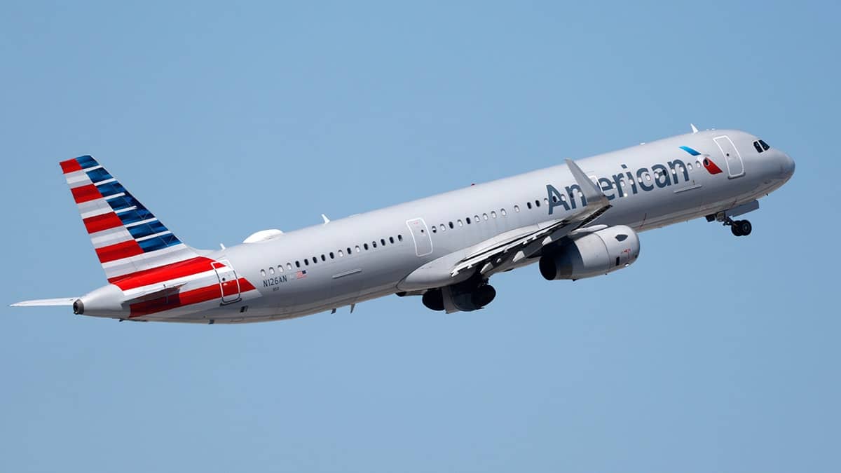 American Airlines airplane flying