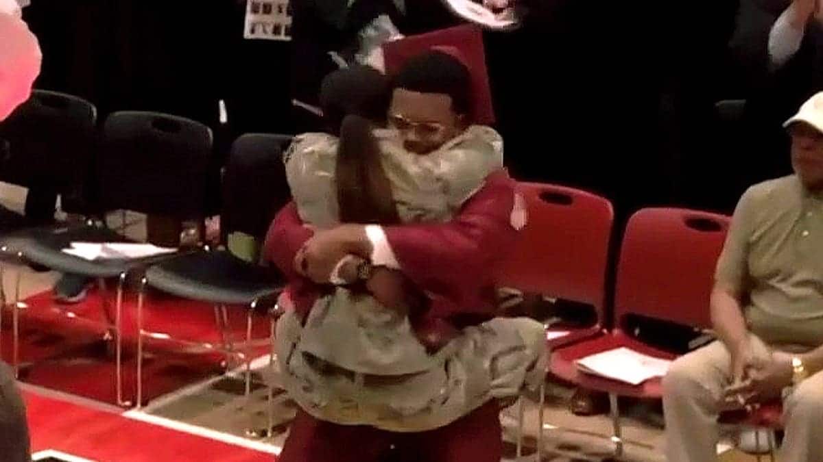 Mauriana and Kalen Barksdale hugging