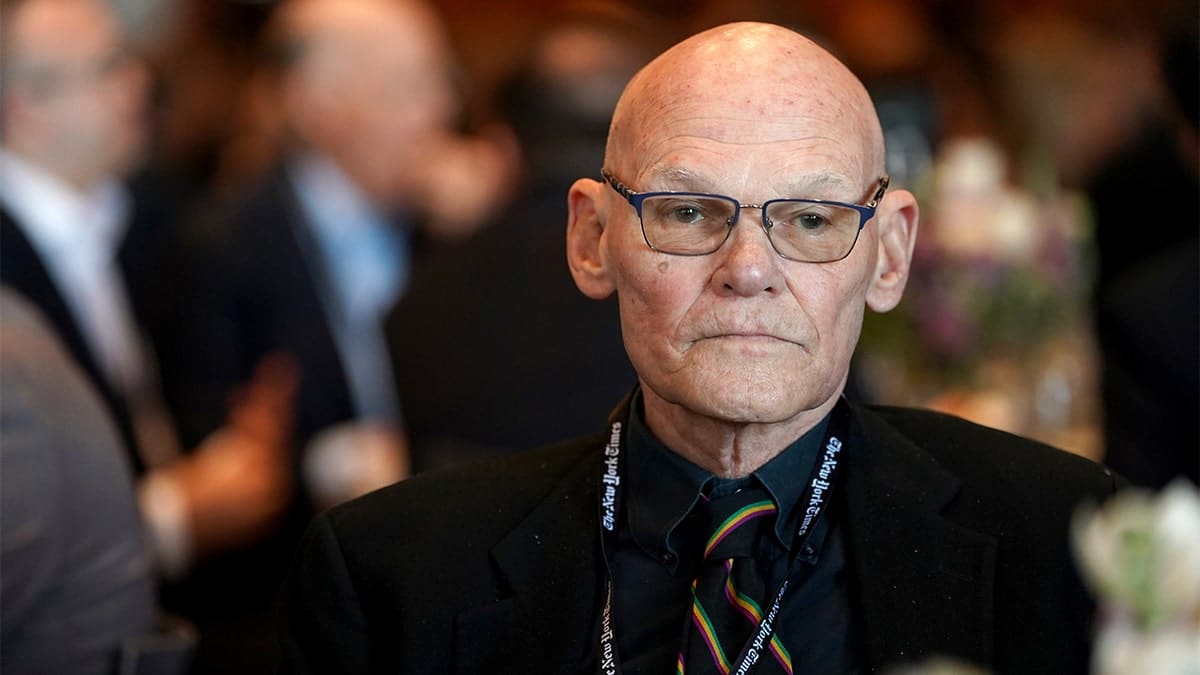 James Carville standing at The New York Times DealBook Summit at Jazz at Lincoln Center in New York City