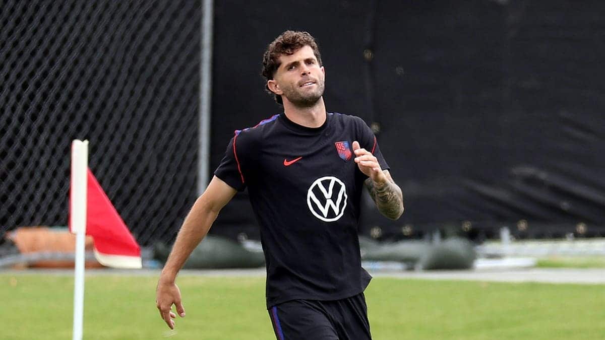 Christian Pulisic participating in a training session at Great Sports Park in Irvine, California