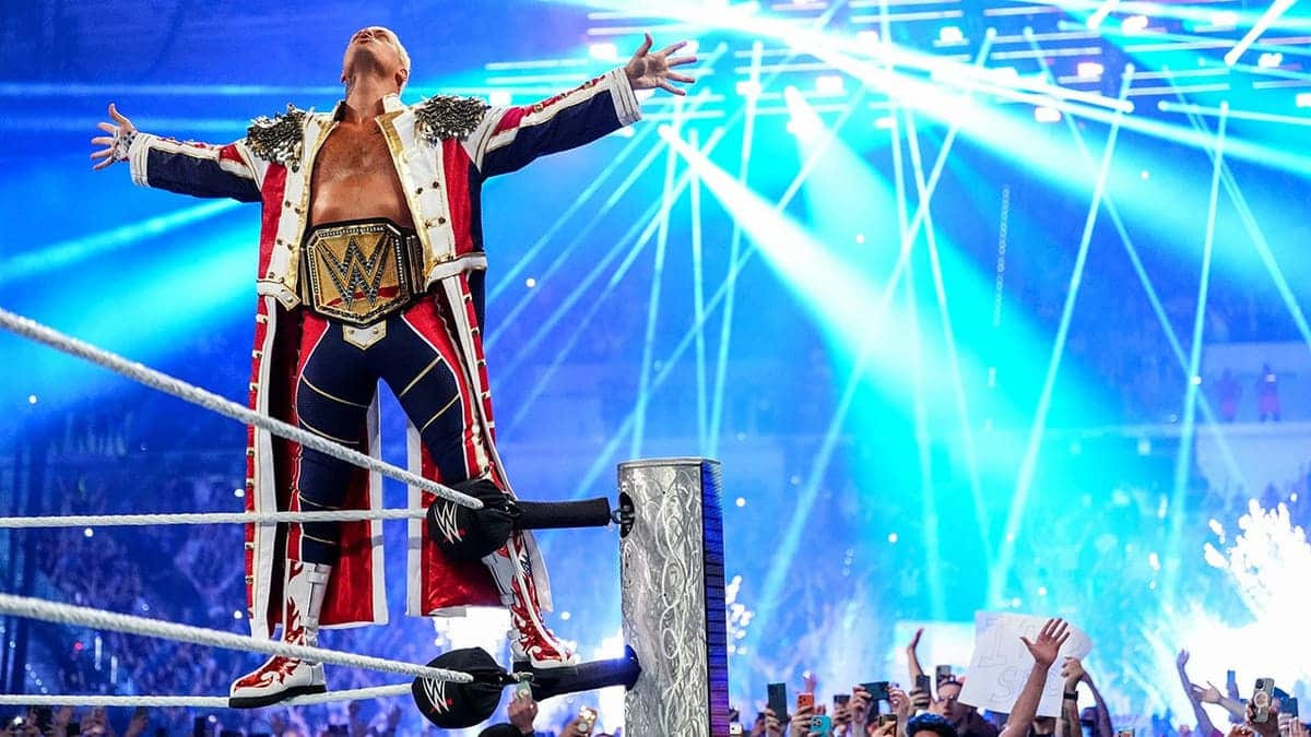 Cody Rhodes entering the wrestling ring at Inalpi Arena in Torino di Sangro Italy