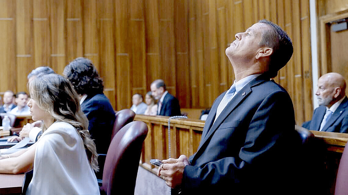 George Pino in the courtroom.