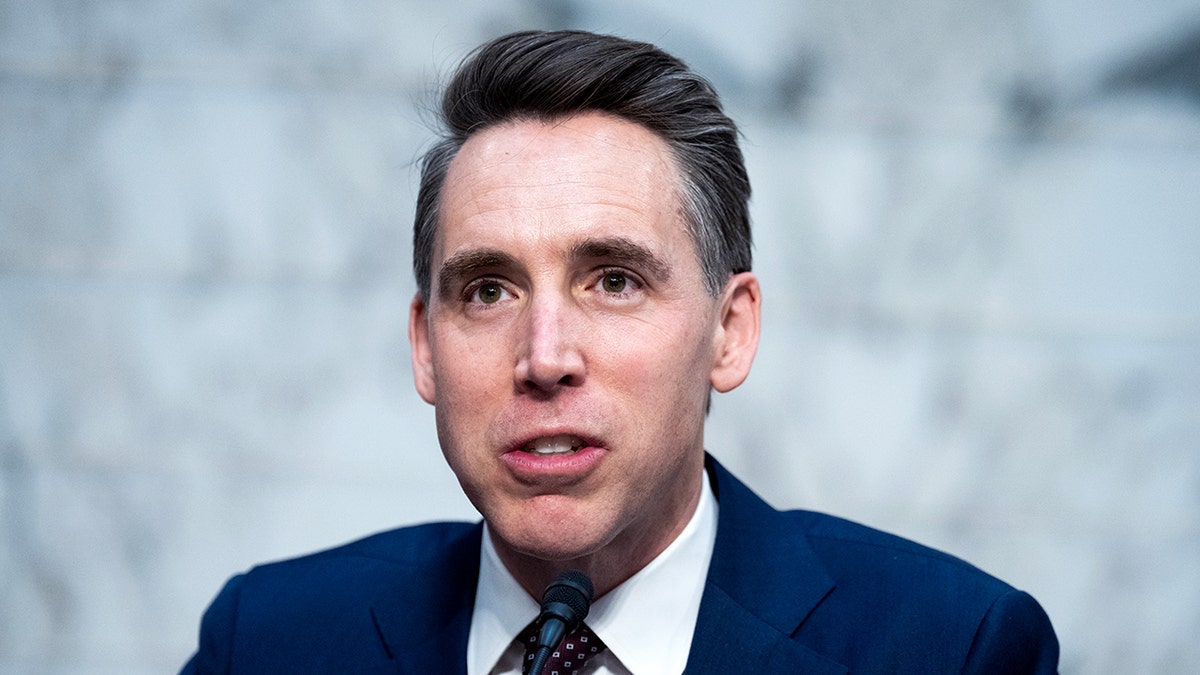 Sen. Josh Hawley questions Pam Bondi during Senate Judiciary Committee hearing in Hart building