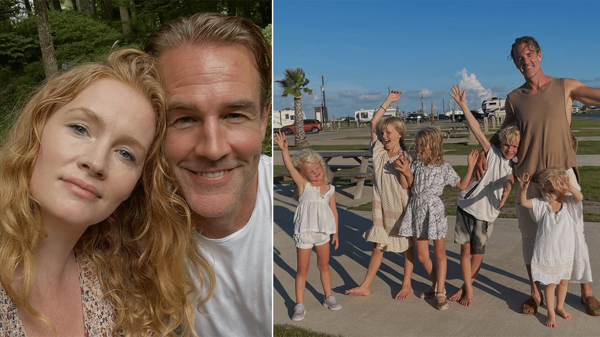 A split of Kimberly and James and James with his kids