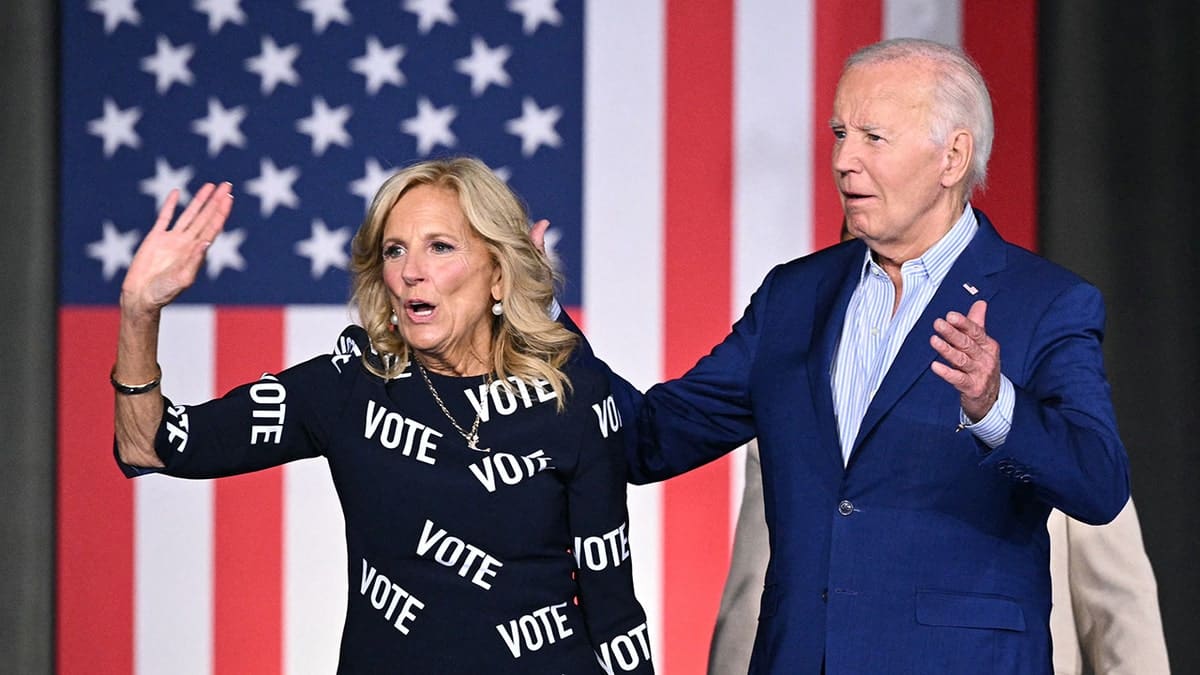 President Joe Biden and First Lady Jill Biden arriving at a campaign event in Raleigh, North Carolina