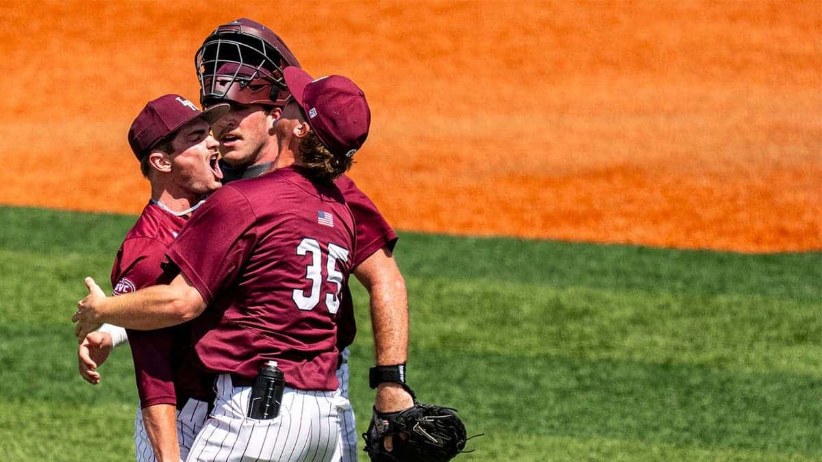 little rock baseball pitcher celebrates