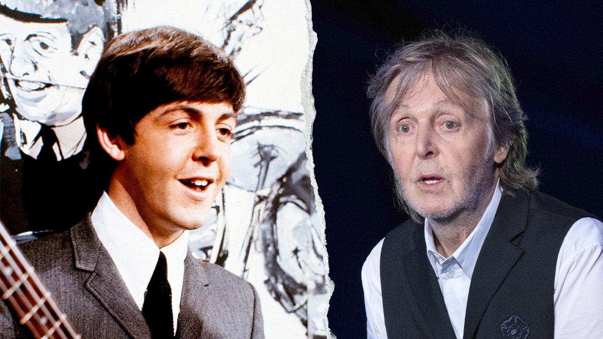 Split showing Paul McCartney in 1962 versus himself in 2022.