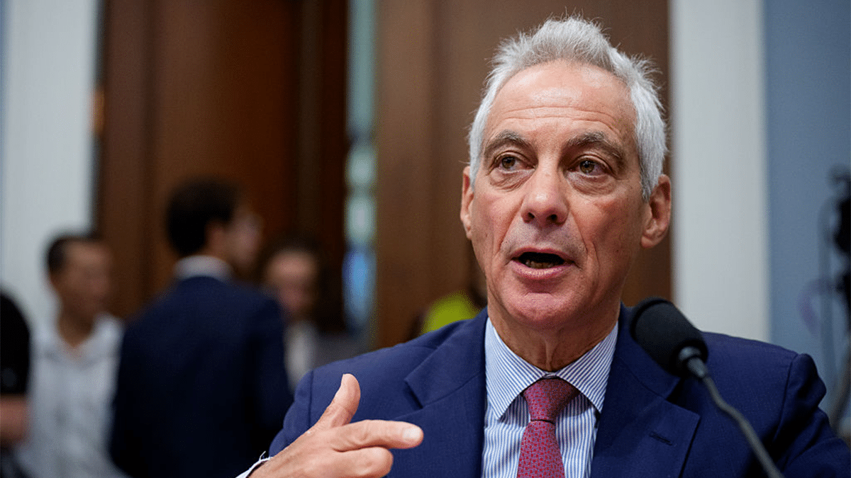 Rahm Emanuel standing and speaking at an event