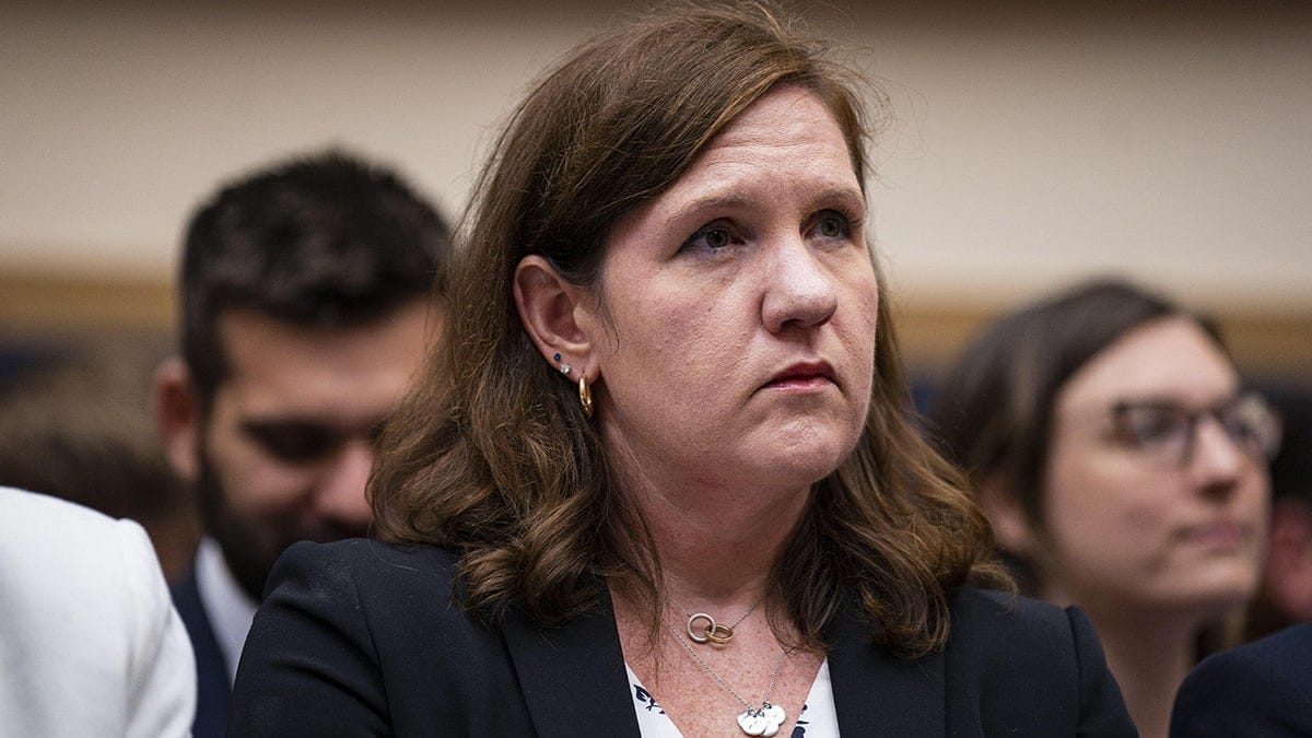 Rebecca Slaughter speaking during a House Judiciary Committee hearing in Washington, D.C.