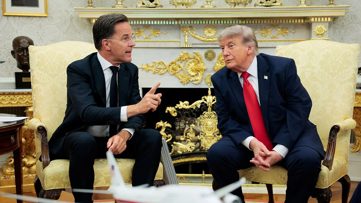 U.S. President Donald Trump and NATO Secretary General Mark Rutte seated in the Oval Office at the White House
