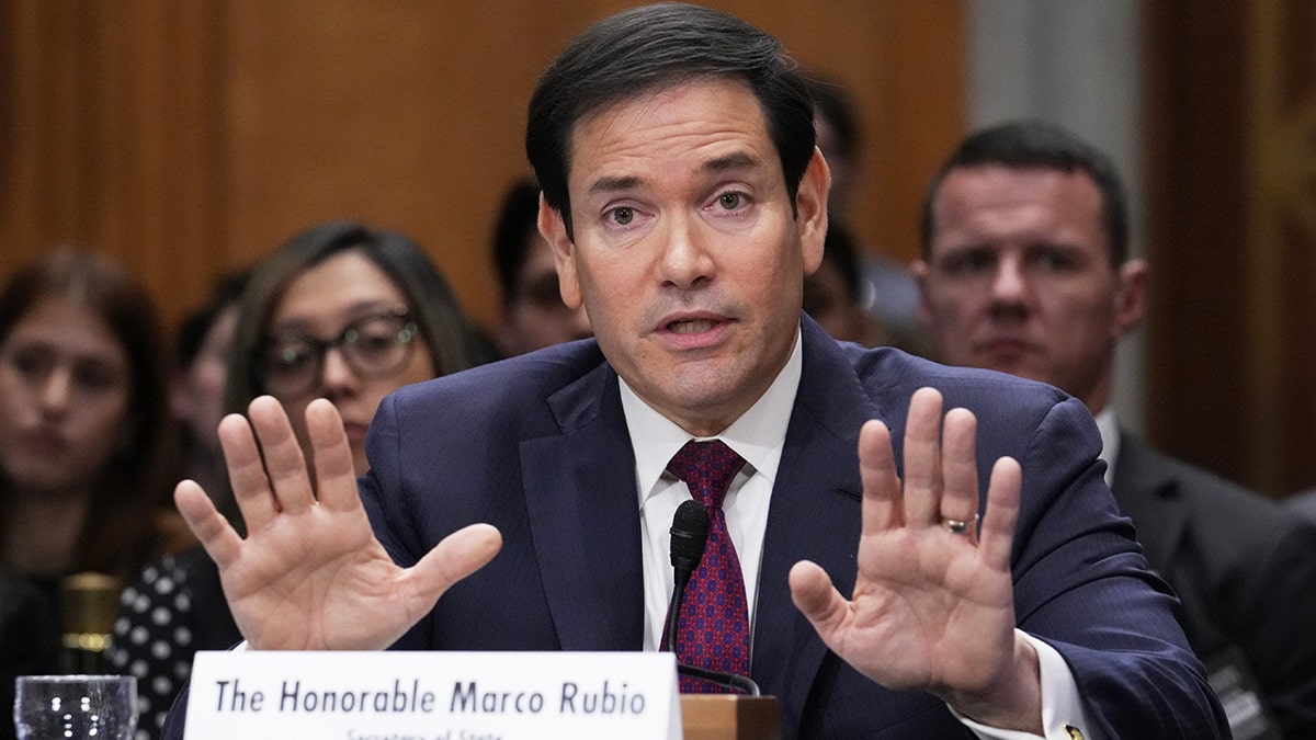 Secretary of State Marco Rubio speaking before the Senate Foreign Relations Committee at the Capitol