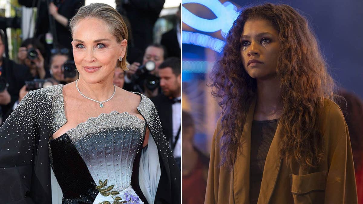 A split of Sharon Stone and Zendaya in Euphoria
