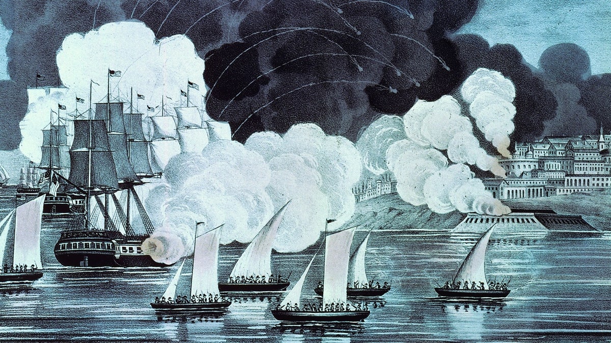 August 1804: Tracers arc in the sky as ships of the US navy bombard Tripoli in an action against a ruler who supported the Tripolitan (Barbary) pirates. The pirates demanded protection money from all ships and the USA decided to go to war to release their hold on the area.
