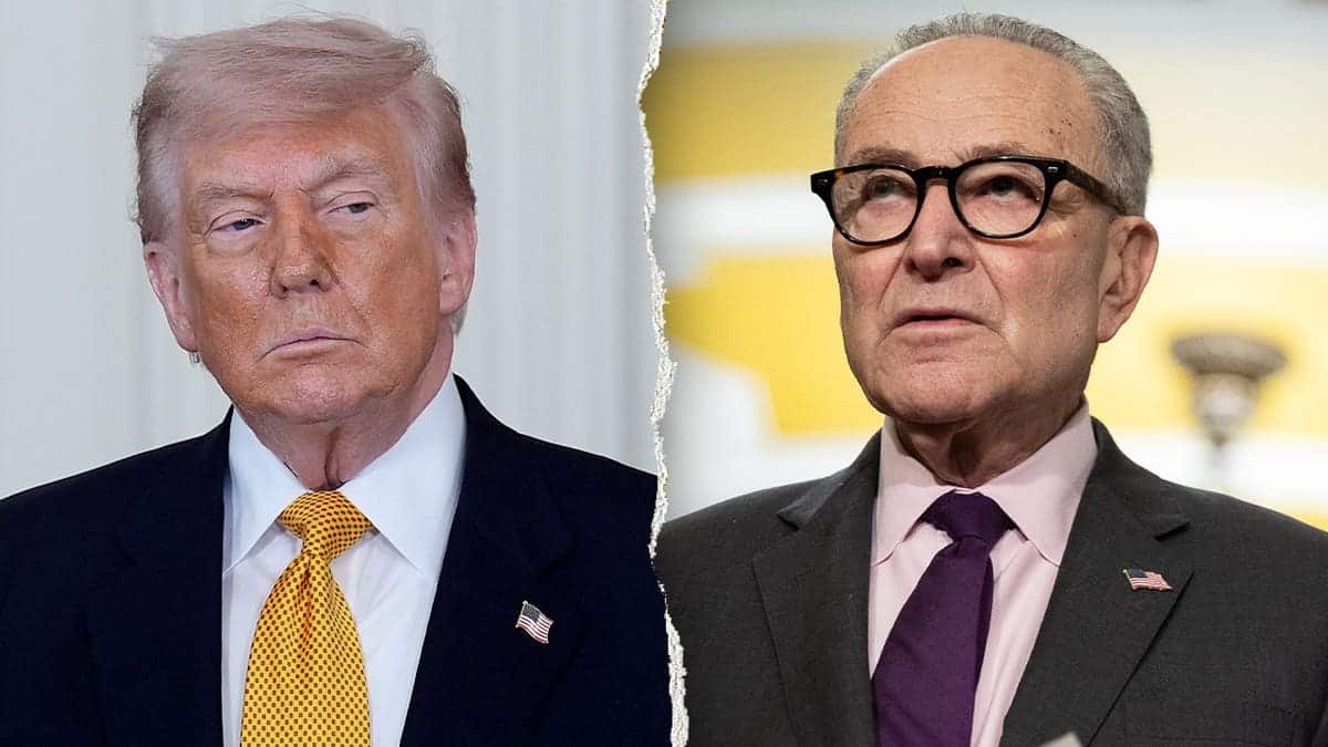 Split image of President Donald Trump and Senate Minority Leader Chuck Schumer, D-N.Y.