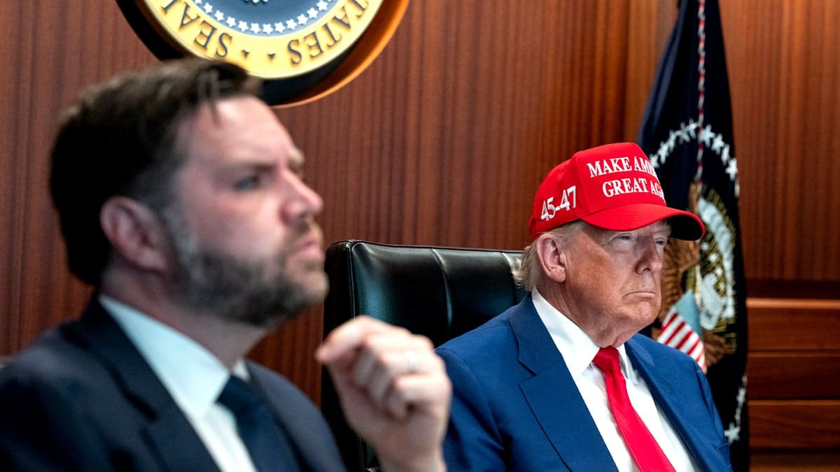 U.S. President Donald Trump and Vice President J.D. Vance seated in the Situation Room at the White House