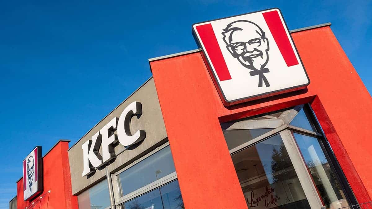 The exterior of a KFC restaurant.