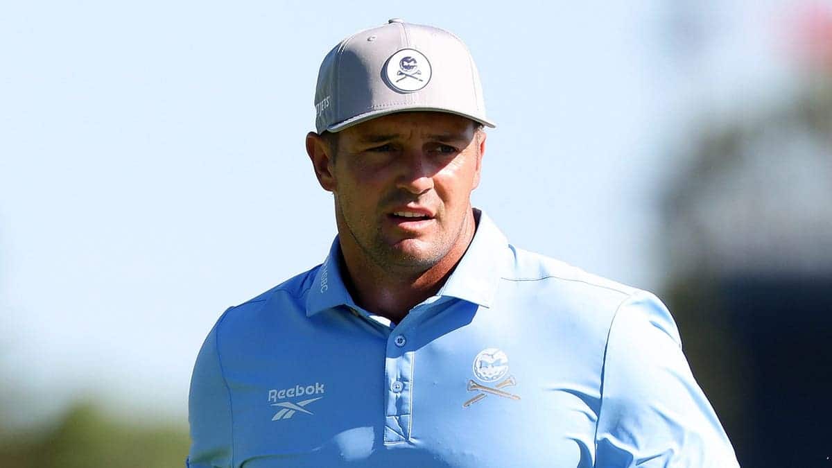 Bryson DeChambeau stands during a practice round at the U.S. Open golf tournament.