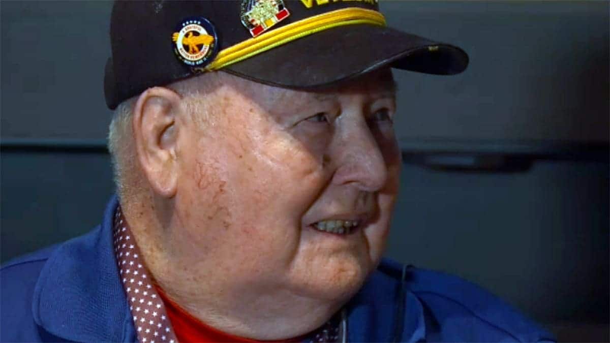 WWII veteran Glenn Fisher after receiving Purple Heart