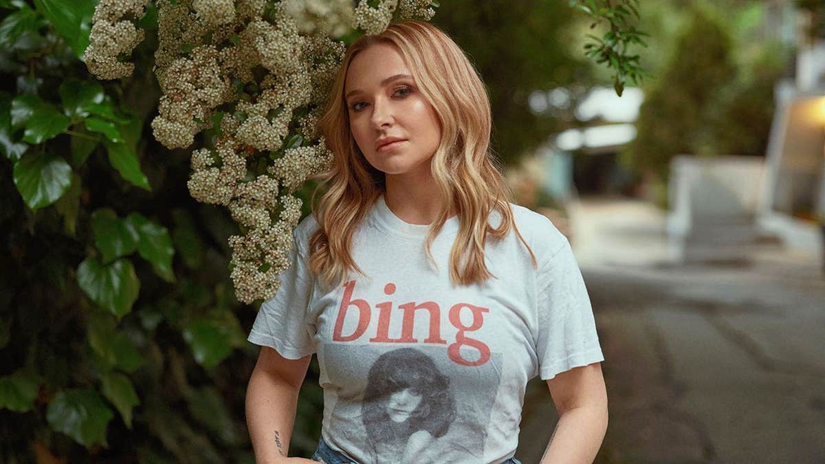 Hayden Panettiere posing outdoors while promoting her new memoir.